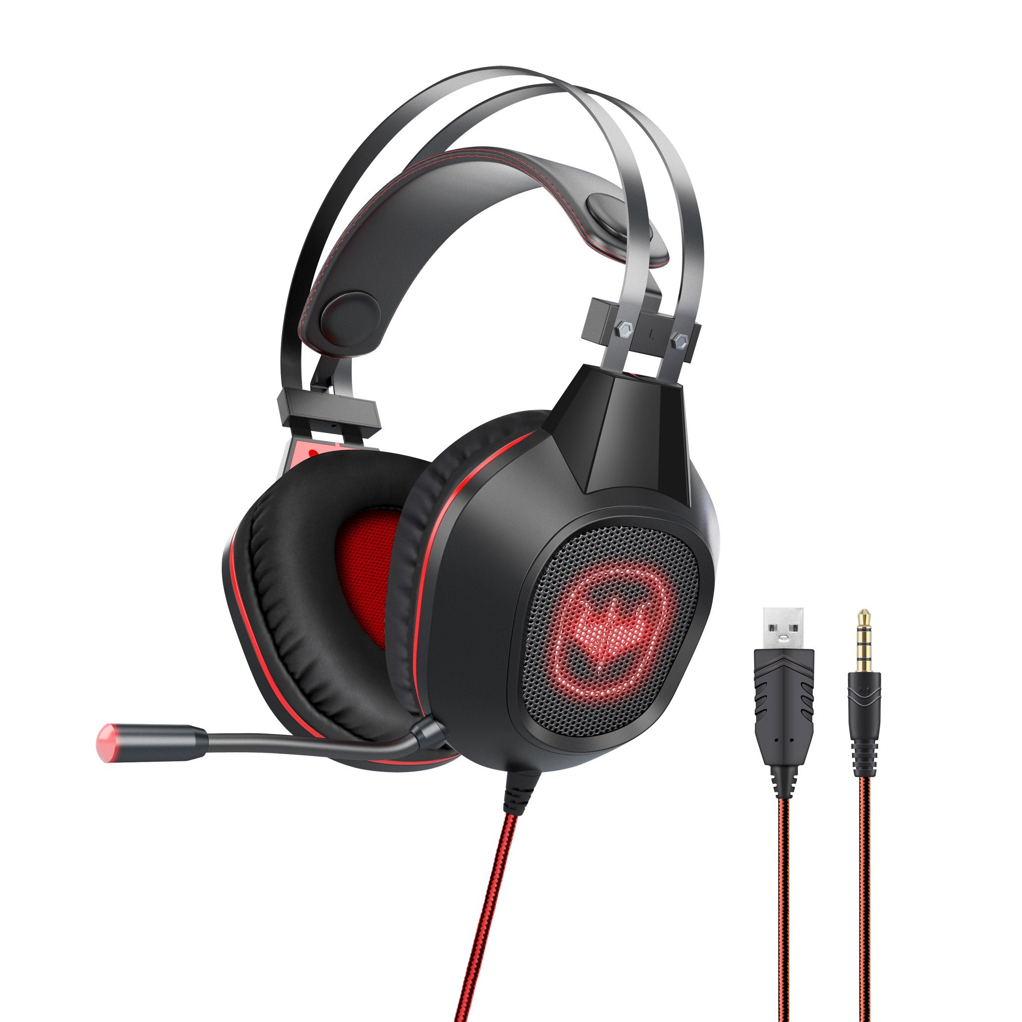 OVLENG GT64 Wired Gaming Headset Over-Ear E-sports Headset Cool Lighting USB+3.5mm Headphone with Microphone OVLENG GT64 Wired Gaming Headset Over-Ear E-sports Headset Cool Lighting USB+3.5mm Headphone with Microphone